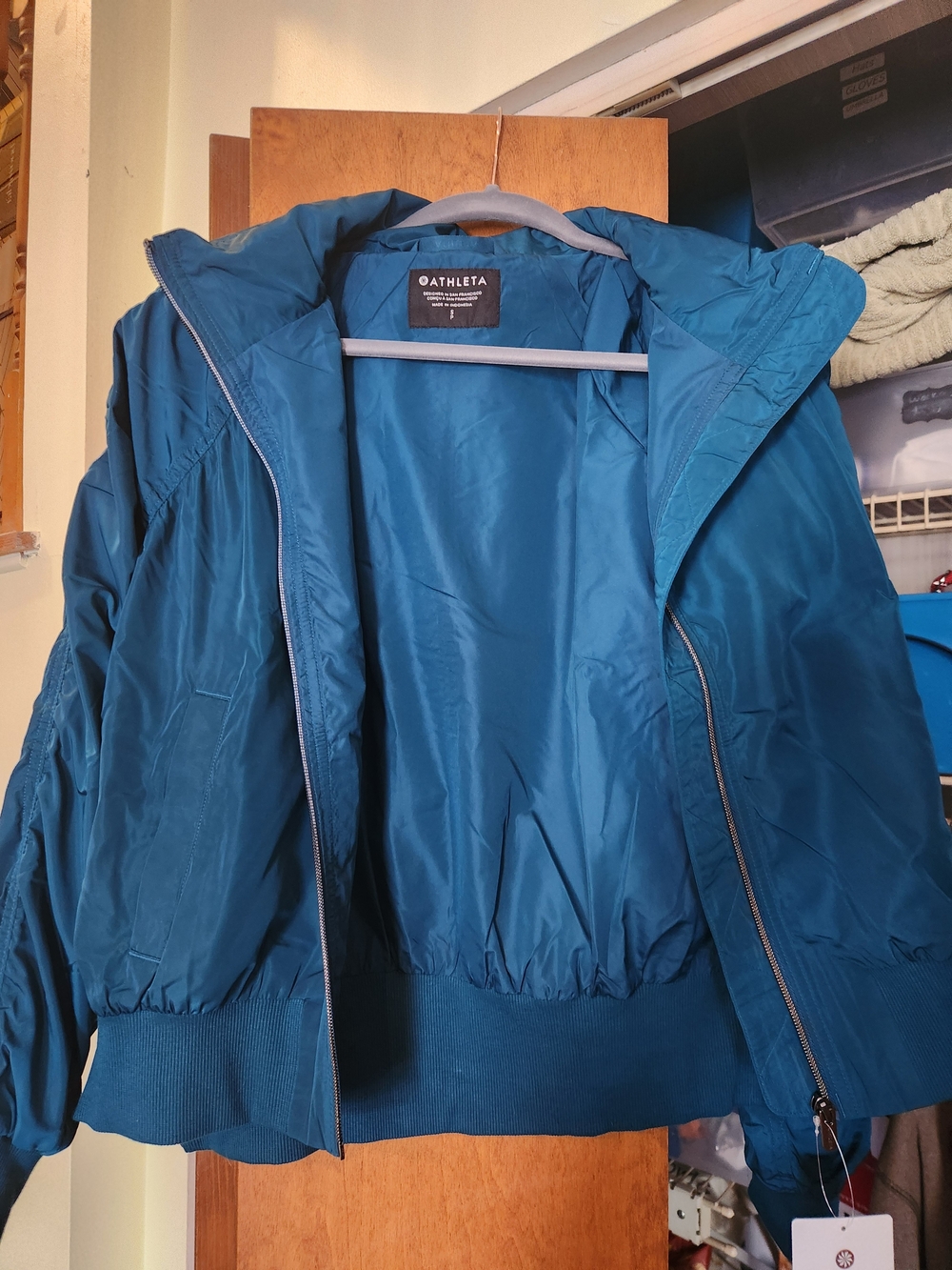 Athleta Teal Hooded Bomber Jacket